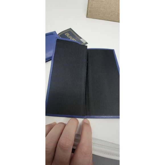 Buxton Wallet and Check Book Cover Soft Gems Nappa Cowhide Leather NOS Blue vtg - Picture 8 of 8